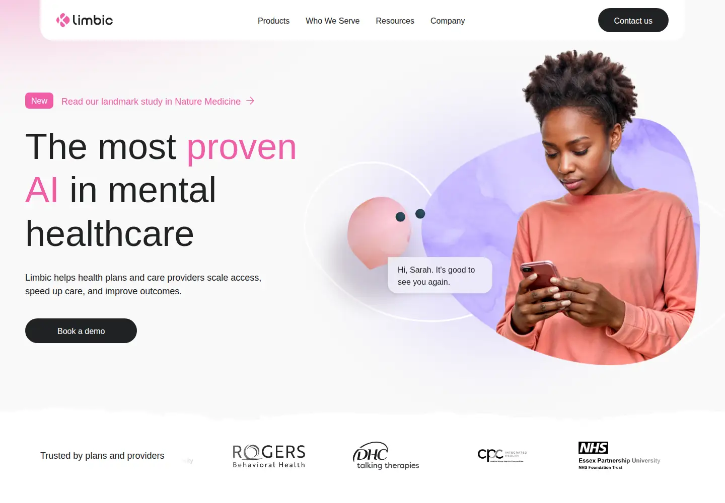 Captured homepage of limbic.ai in the current scan