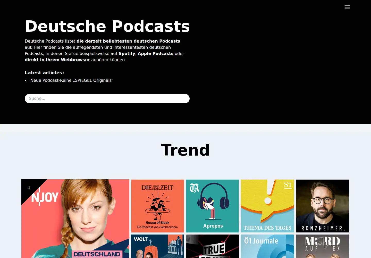 Screenshot of deutschepodcasts.de