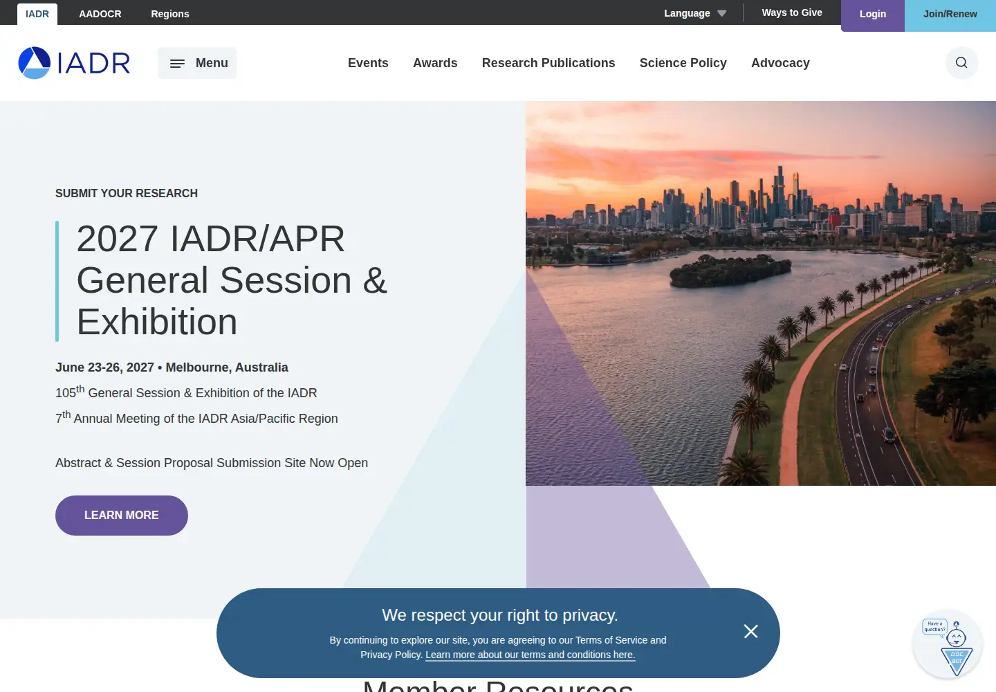 Screenshot of iadr.org
