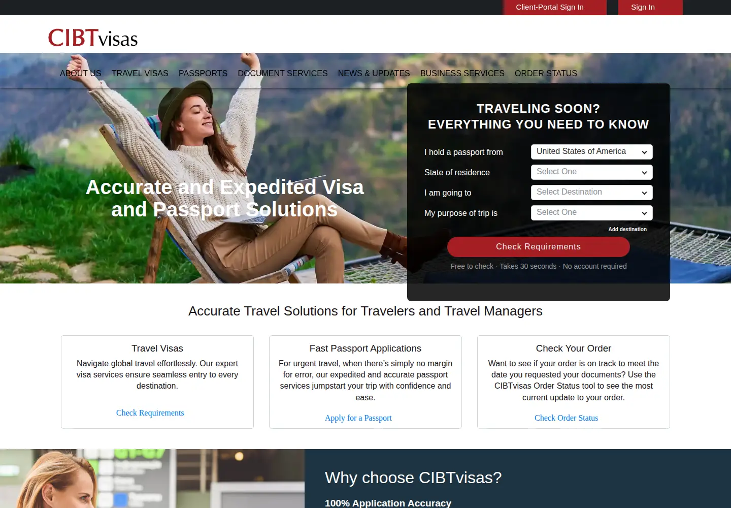 Screenshot of cibtvisas.com