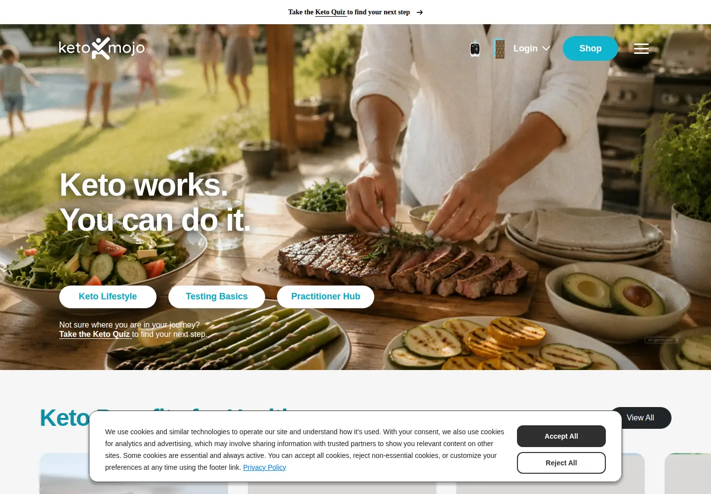 Captured homepage of keto-mojo.com in the current scan