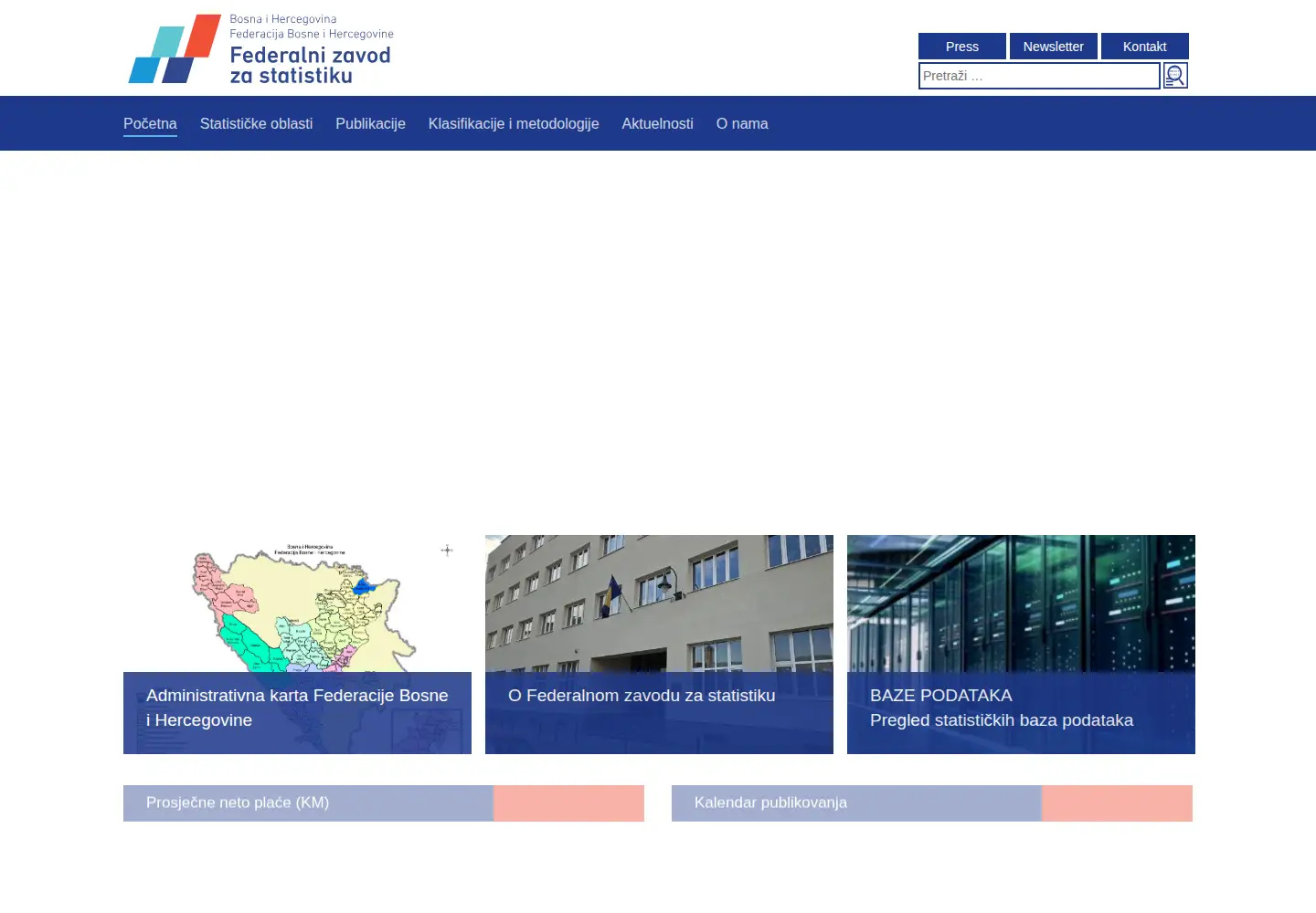 Captured homepage of fzs.ba in the current scan