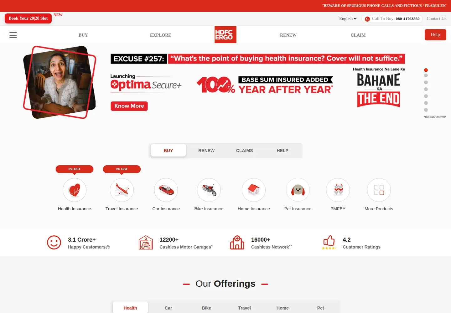 Screenshot of hdfcergo.com