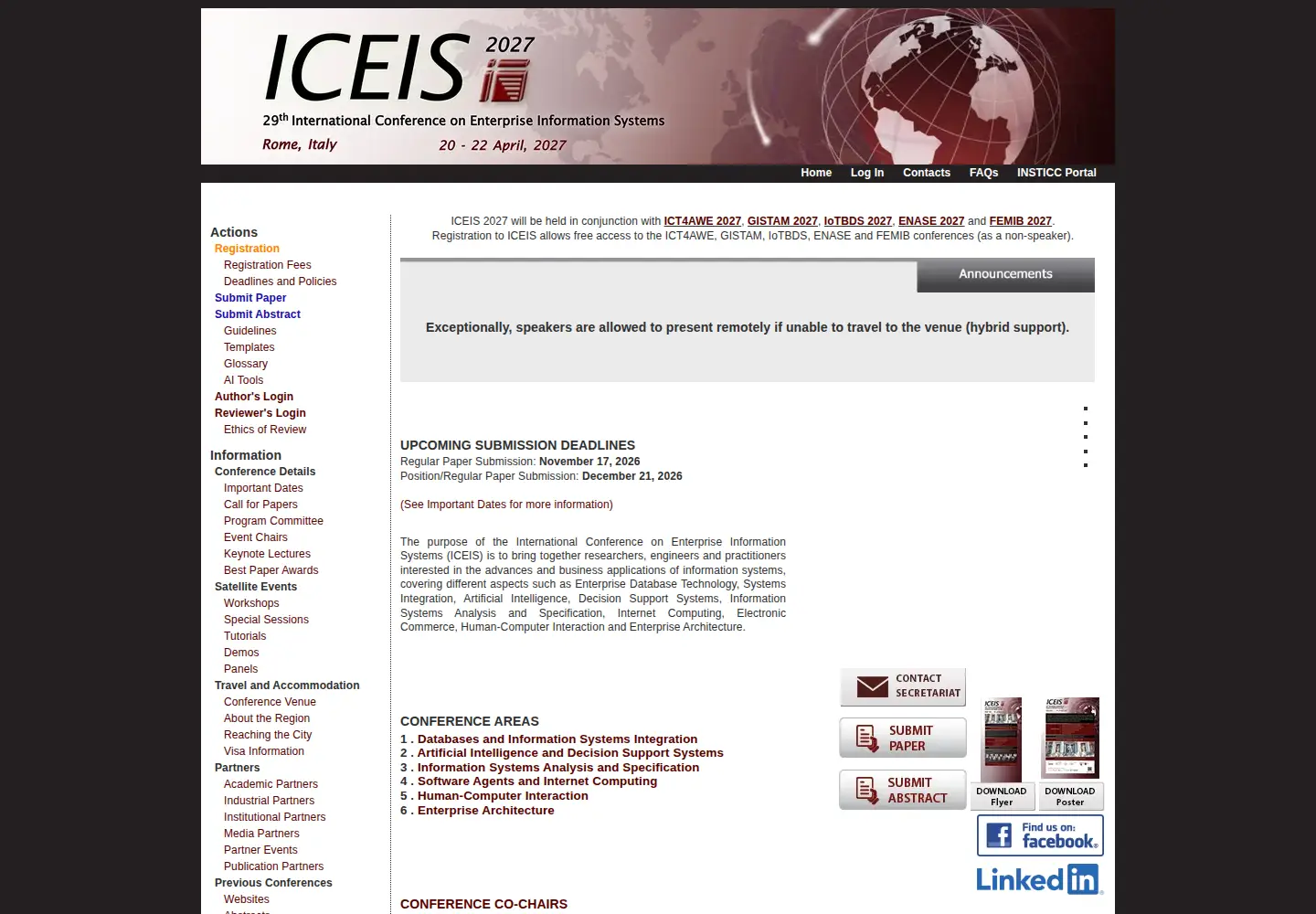 Screenshot of iceis.org