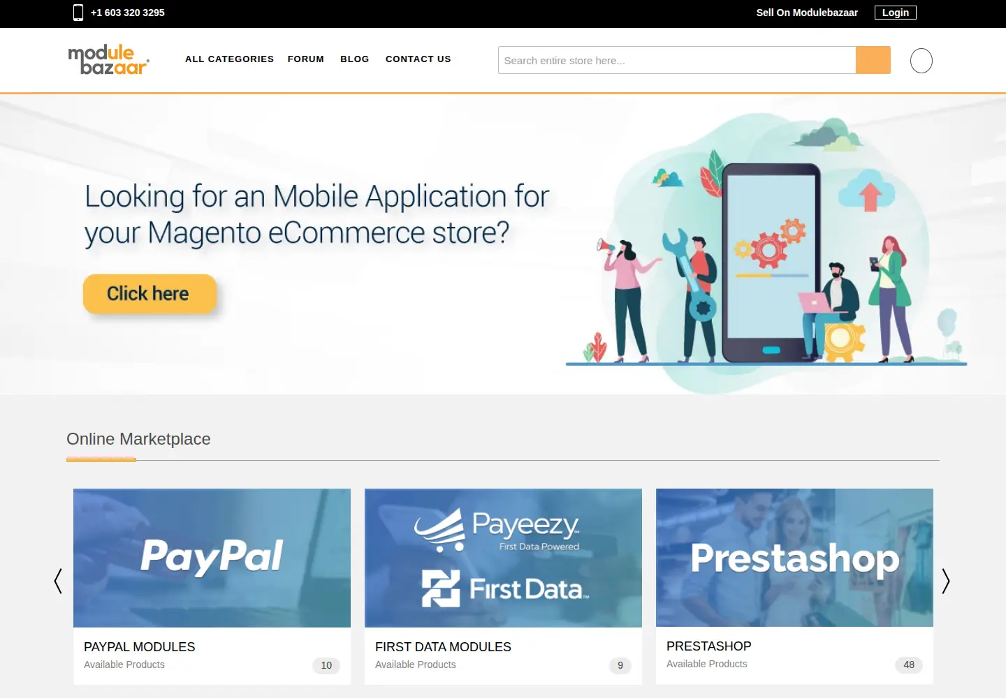 Screenshot of modulebazaar.com