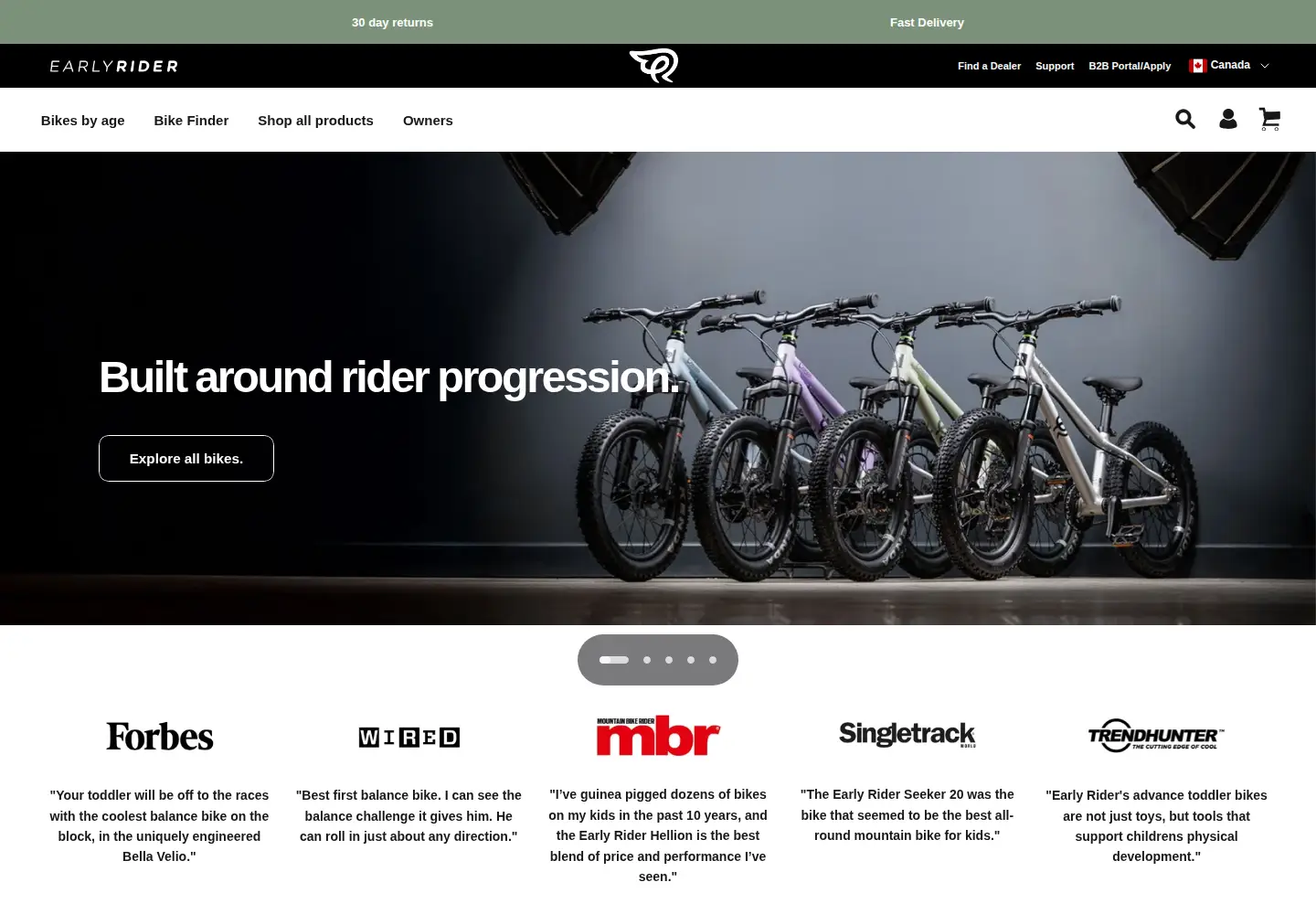 Screenshot of earlyrider.com