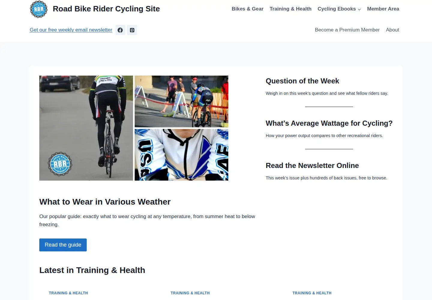 Screenshot of roadbikerider.com