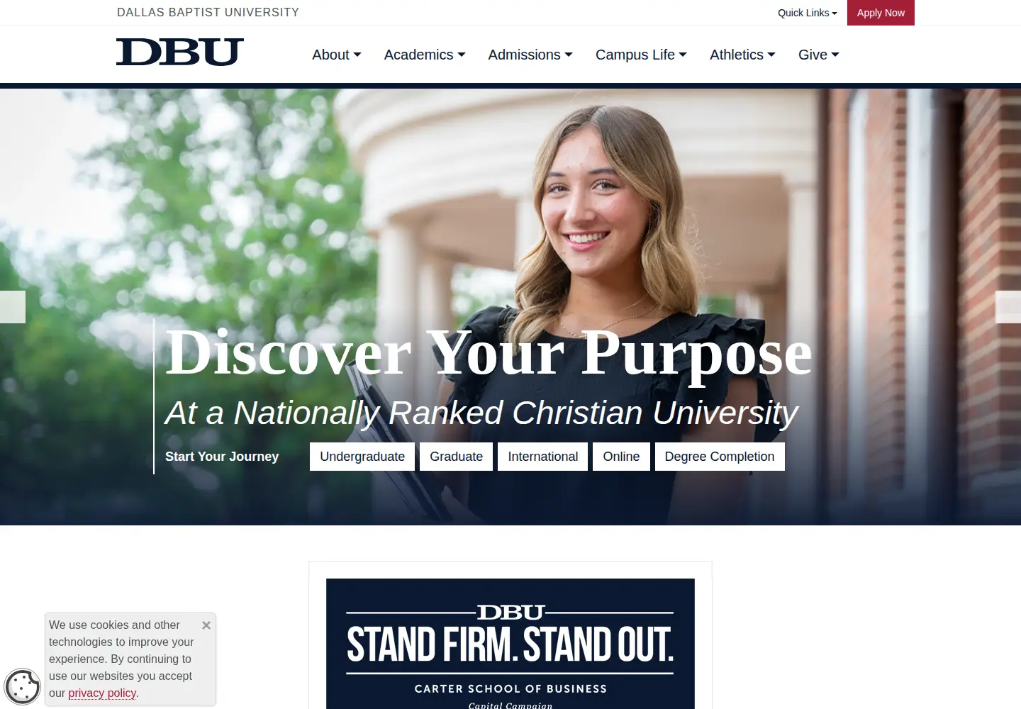 Screenshot of dbu.edu