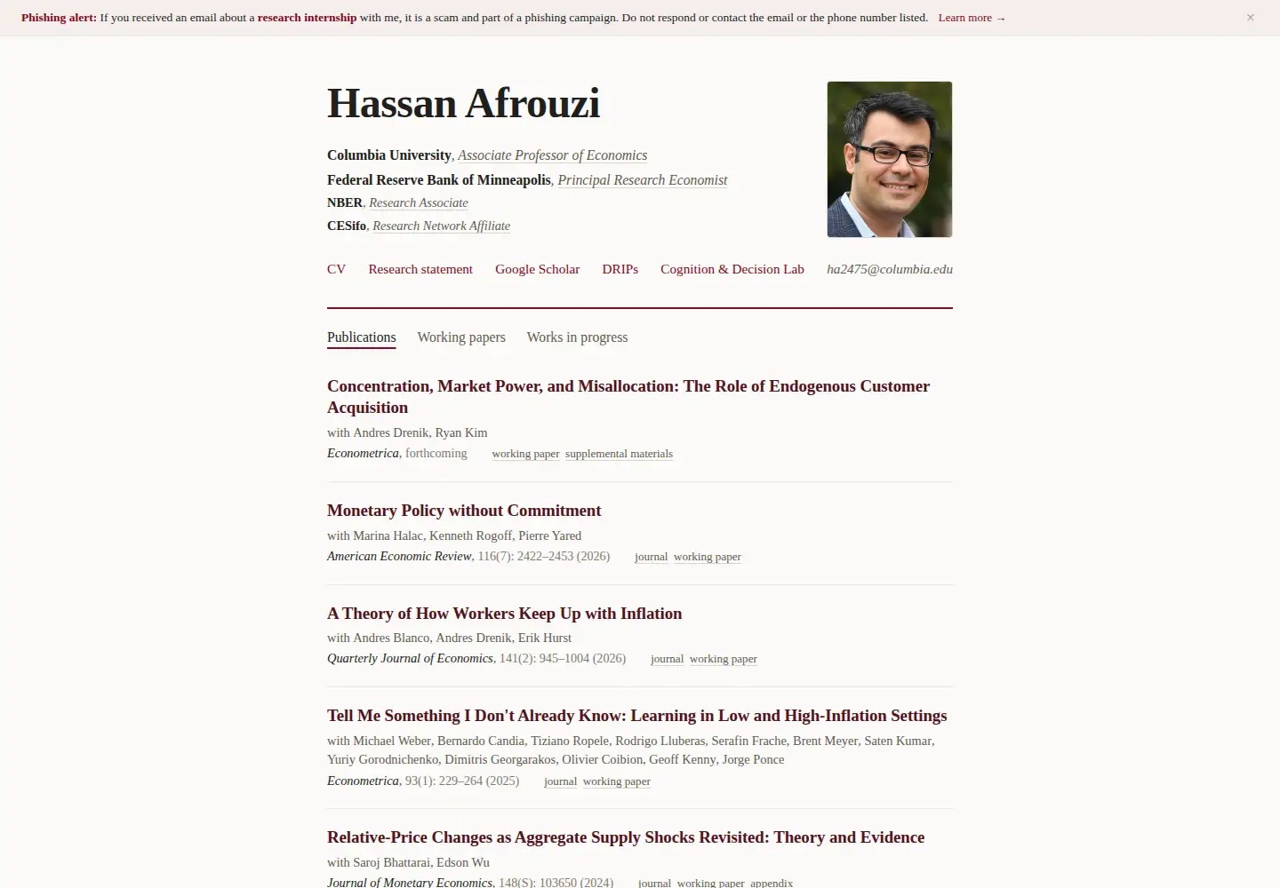 Captured homepage of afrouzi.com in the current scan