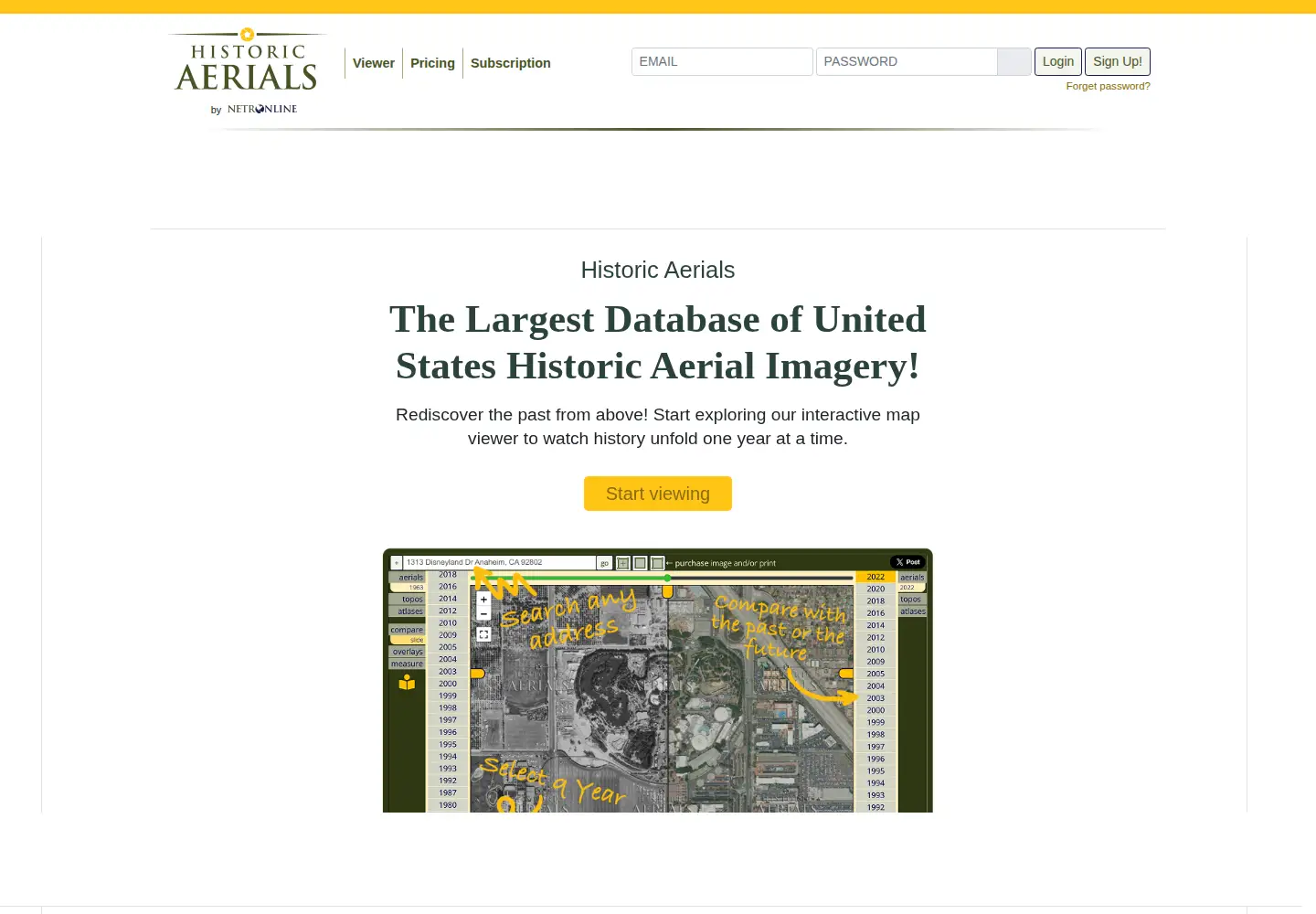 Screenshot of historicaerials.com