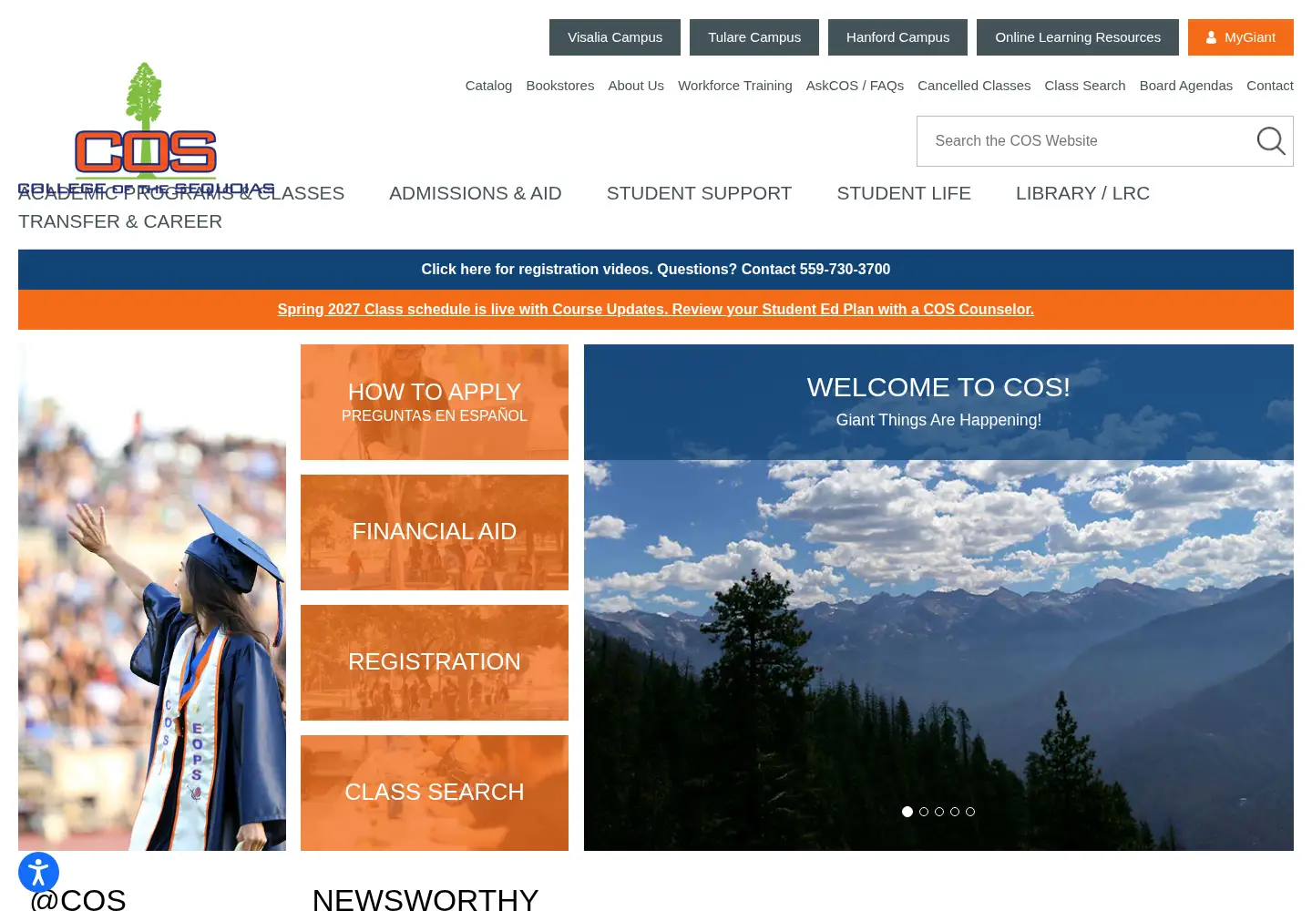 Screenshot of cos.edu