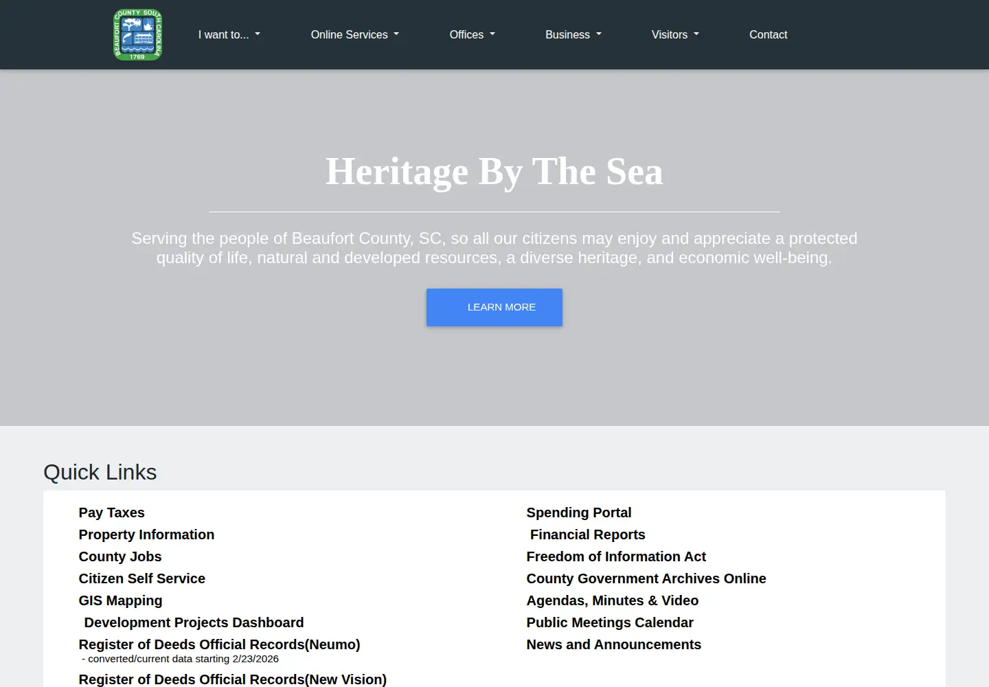 Screenshot of beaufortcountysc.gov