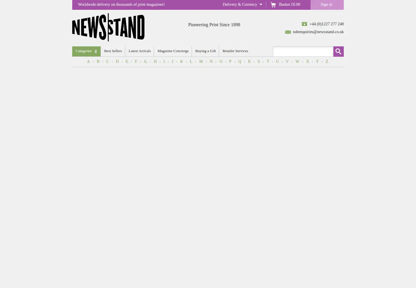 Screenshot of newsstand.co.uk