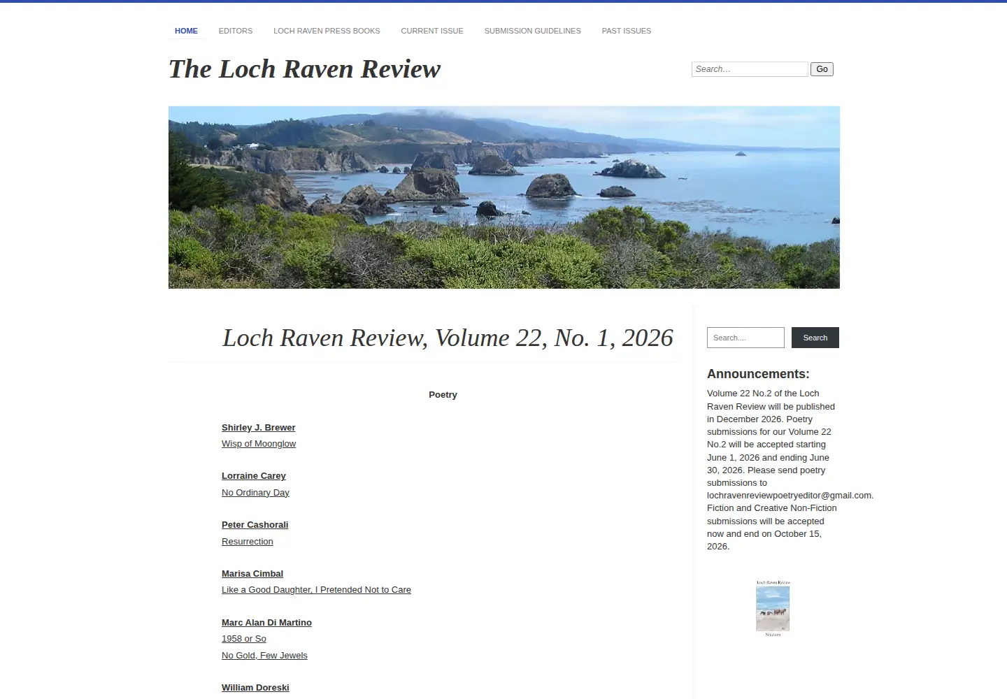 Captured homepage of thelochravenreview.net in the current scan