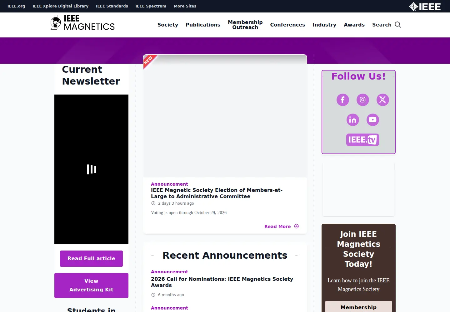 Screenshot of ieeemagnetics.org
