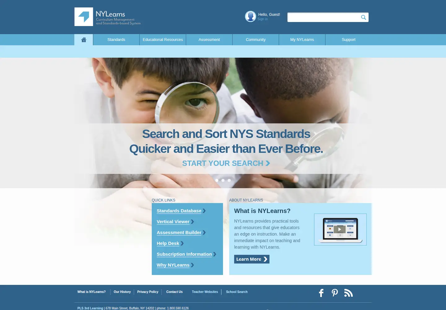 Captured homepage of nylearns.org in the current scan