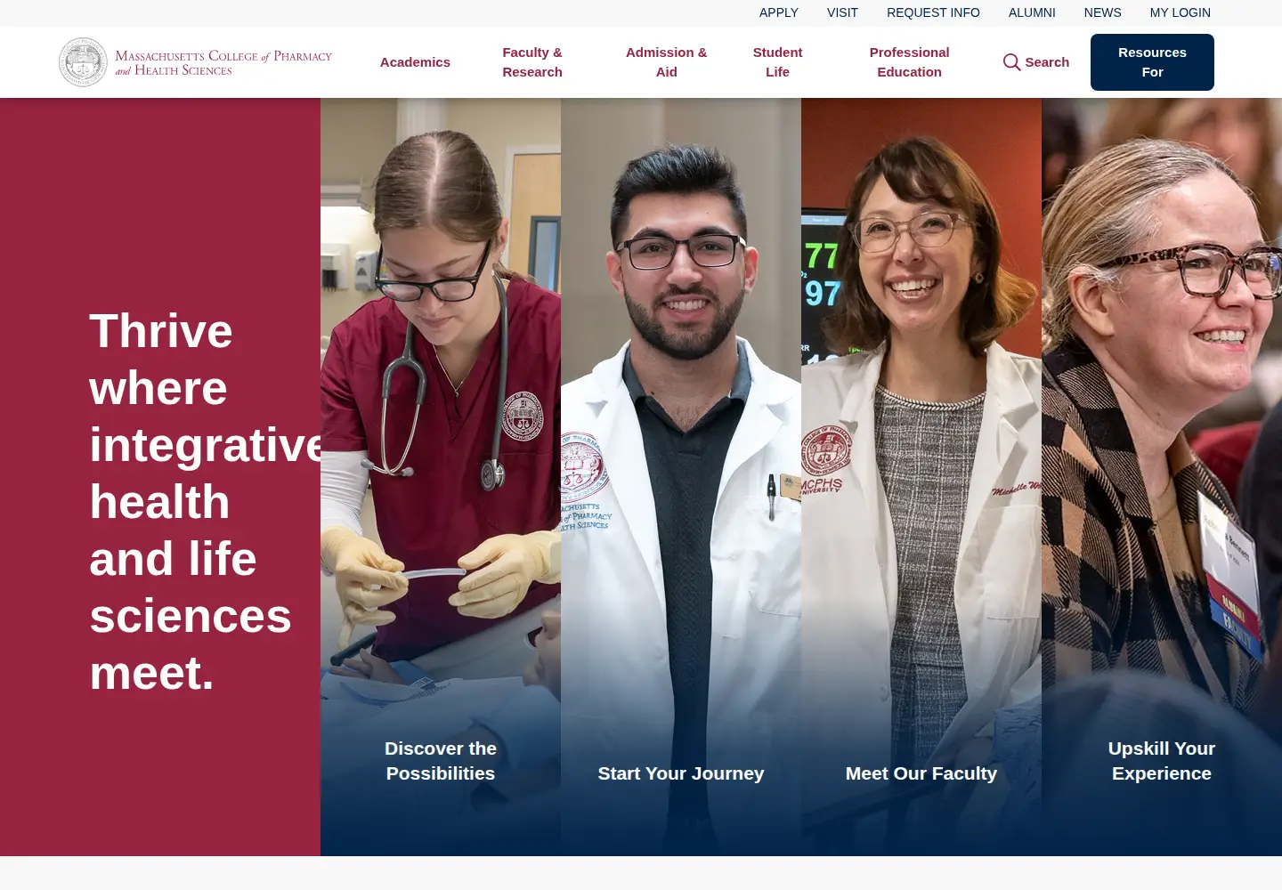 Screenshot of mcphs.edu