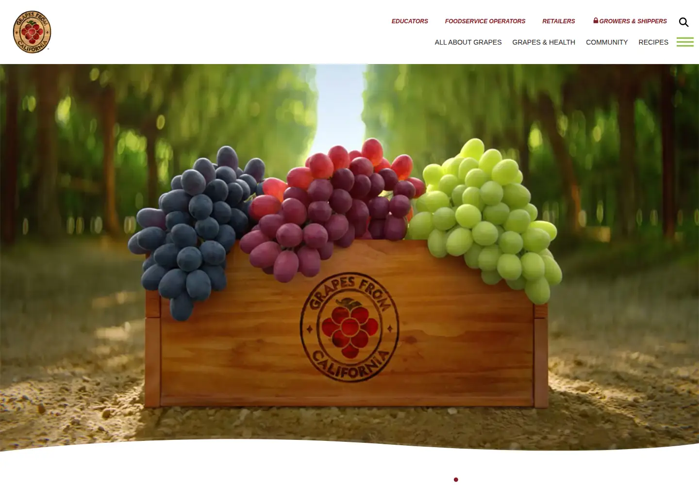 Screenshot of grapesfromcalifornia.com