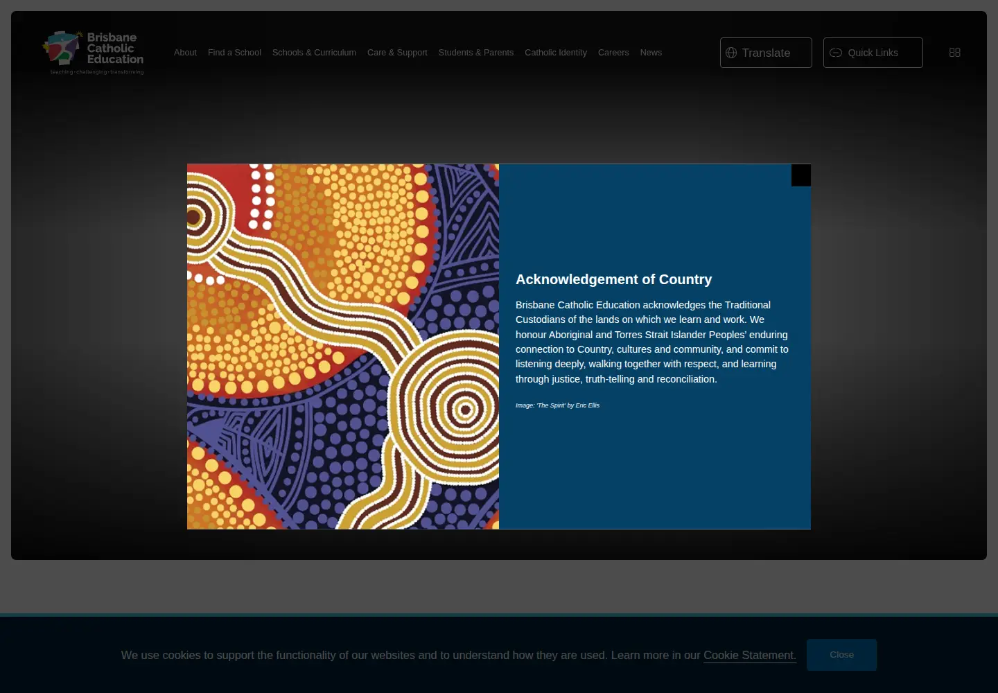 Captured homepage of bne.catholic.edu.au in the current scan