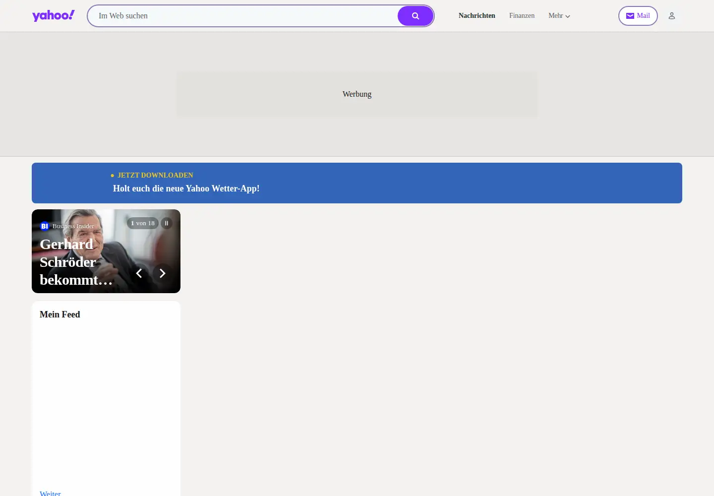 Screenshot of yahoo.de