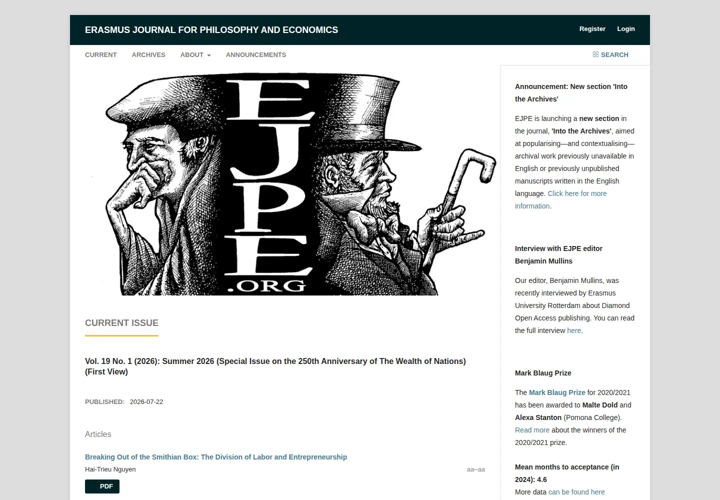 Screenshot of ejpe.org