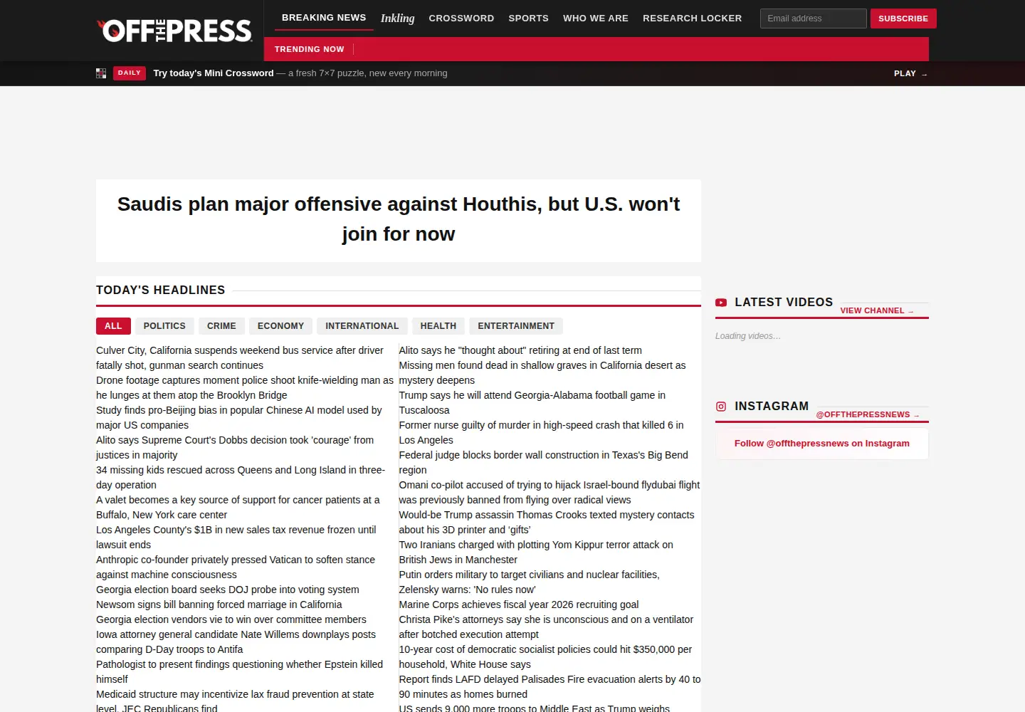 Screenshot of offthepress.com