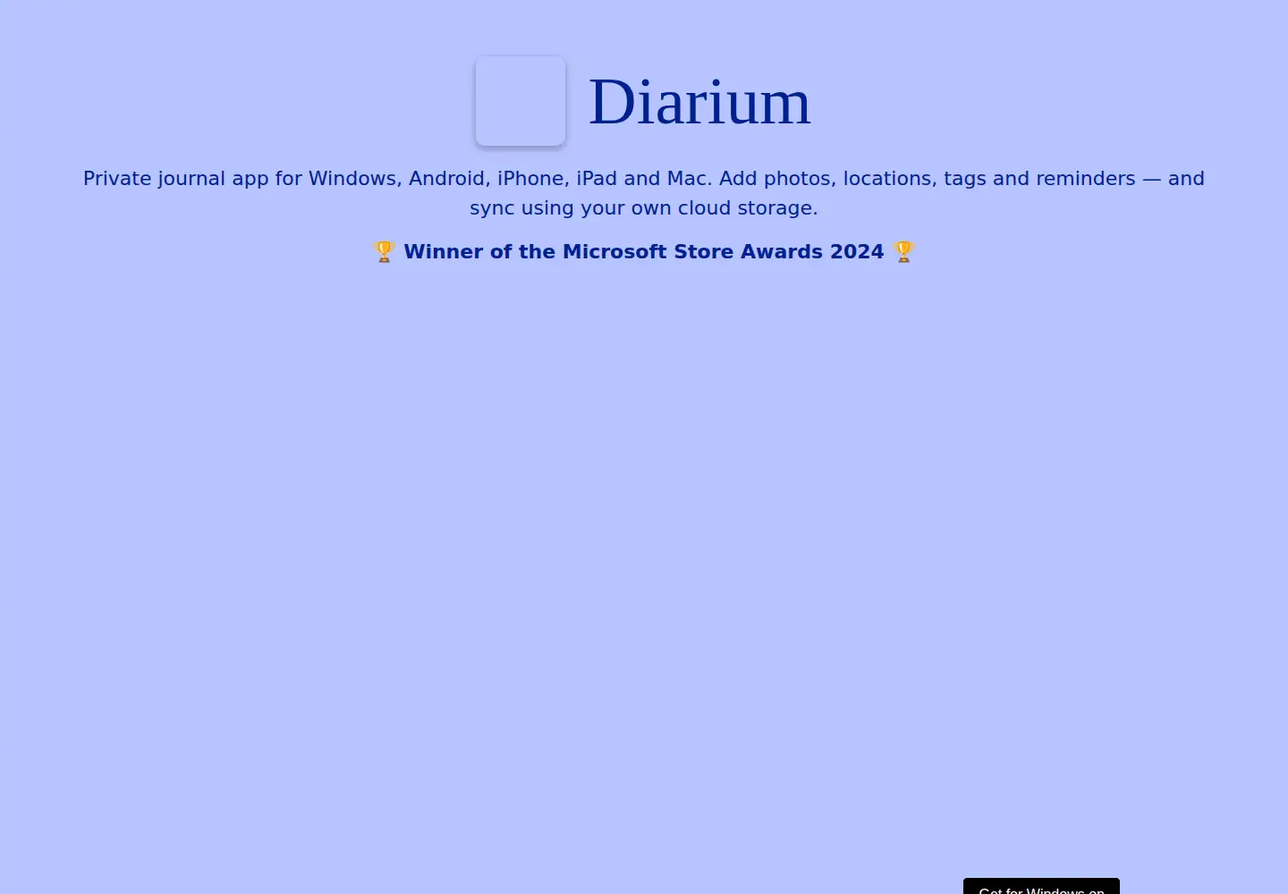 Captured homepage of diariumapp.com in the current scan