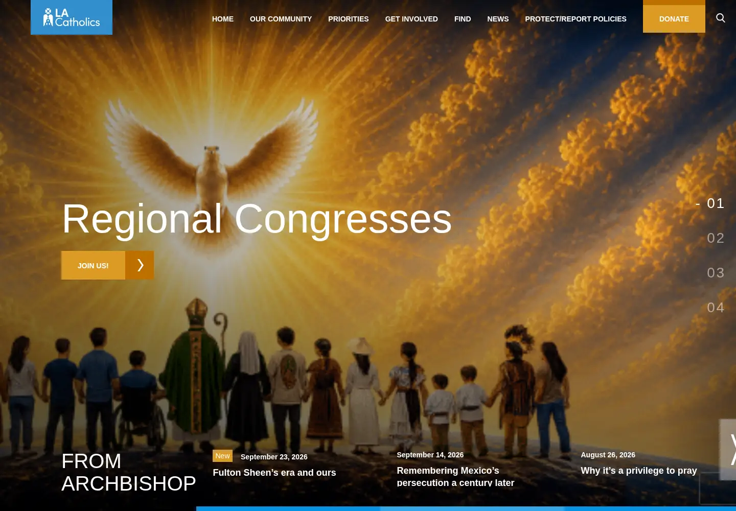 Captured homepage of la-archdiocese.org in the current scan