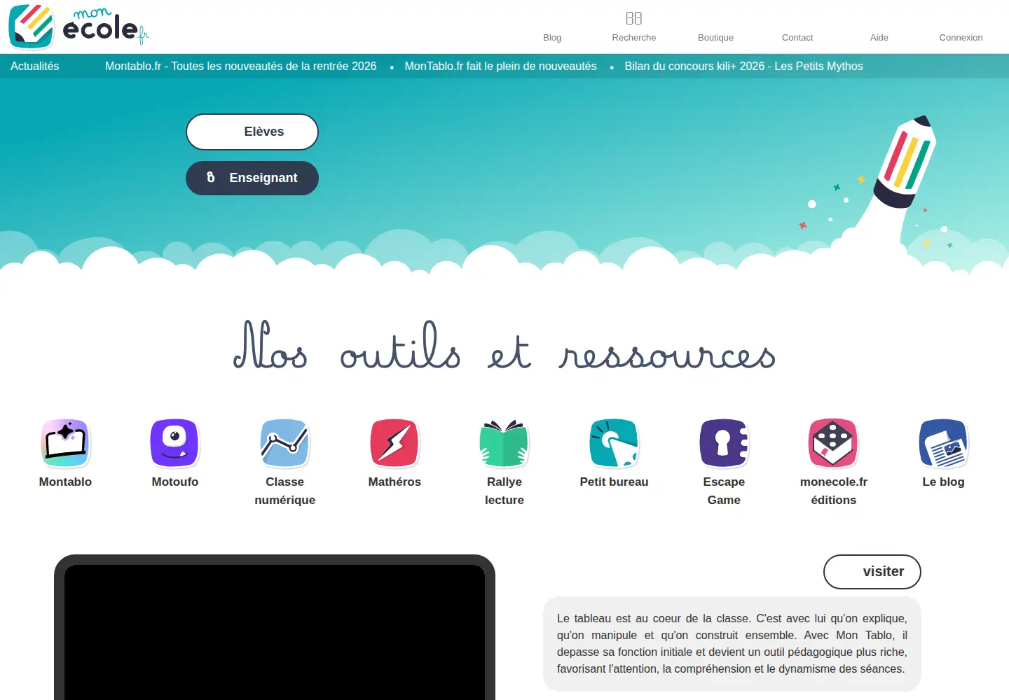 Screenshot of monecole.fr
