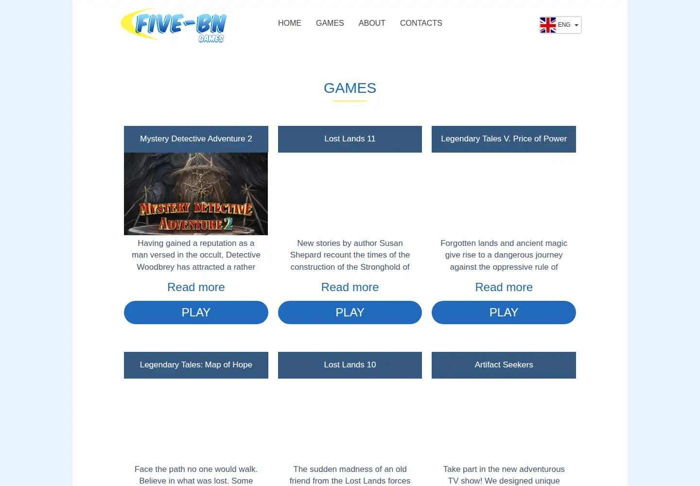 Screenshot of fivebngames.com