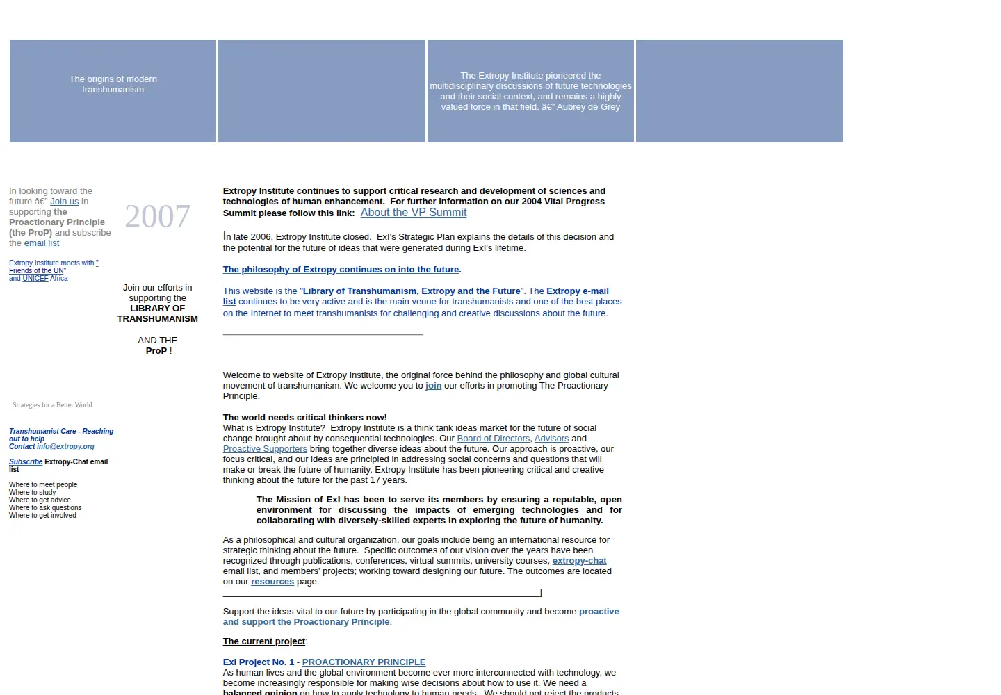 Screenshot of extropy.org