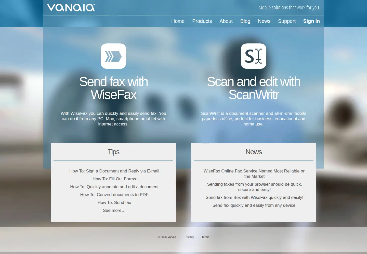 Screenshot of vanaia.com