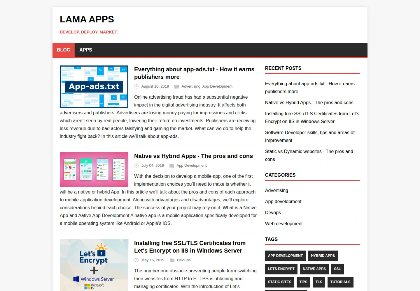 Screenshot of lamaapps.com