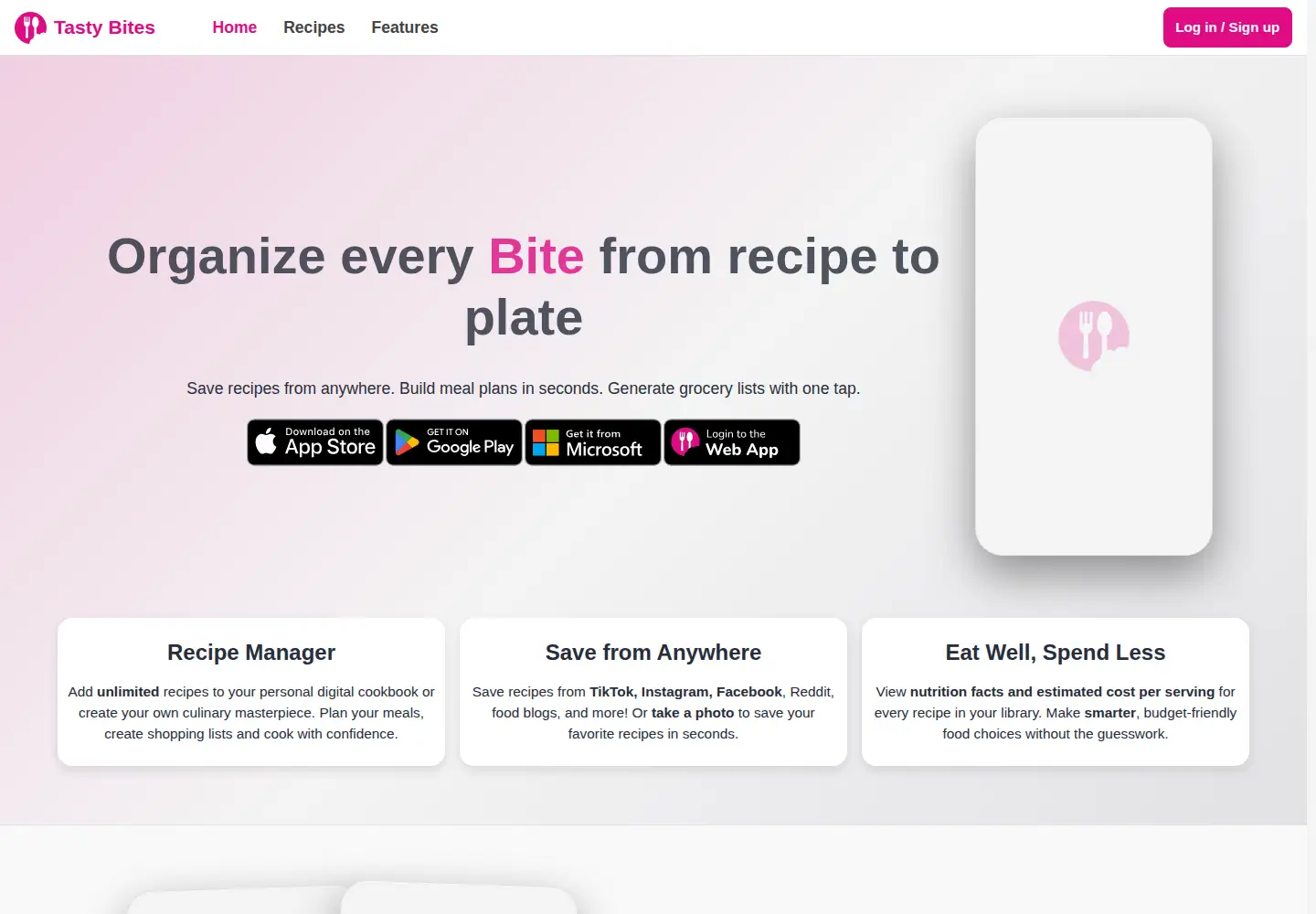 Screenshot of tastybites.app