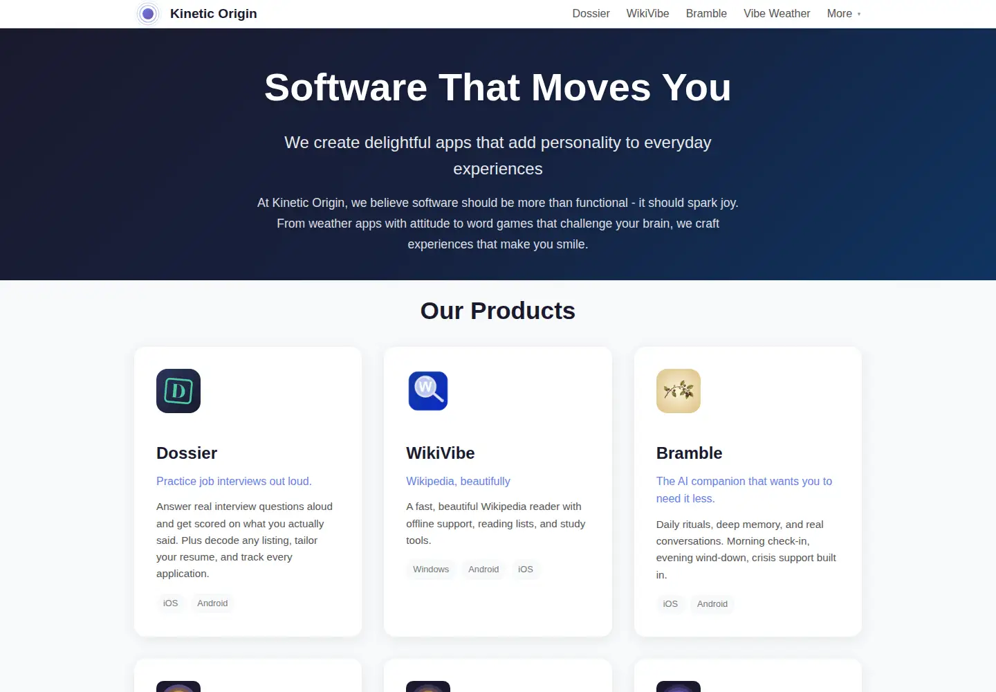 Screenshot of kineticorigin.com
