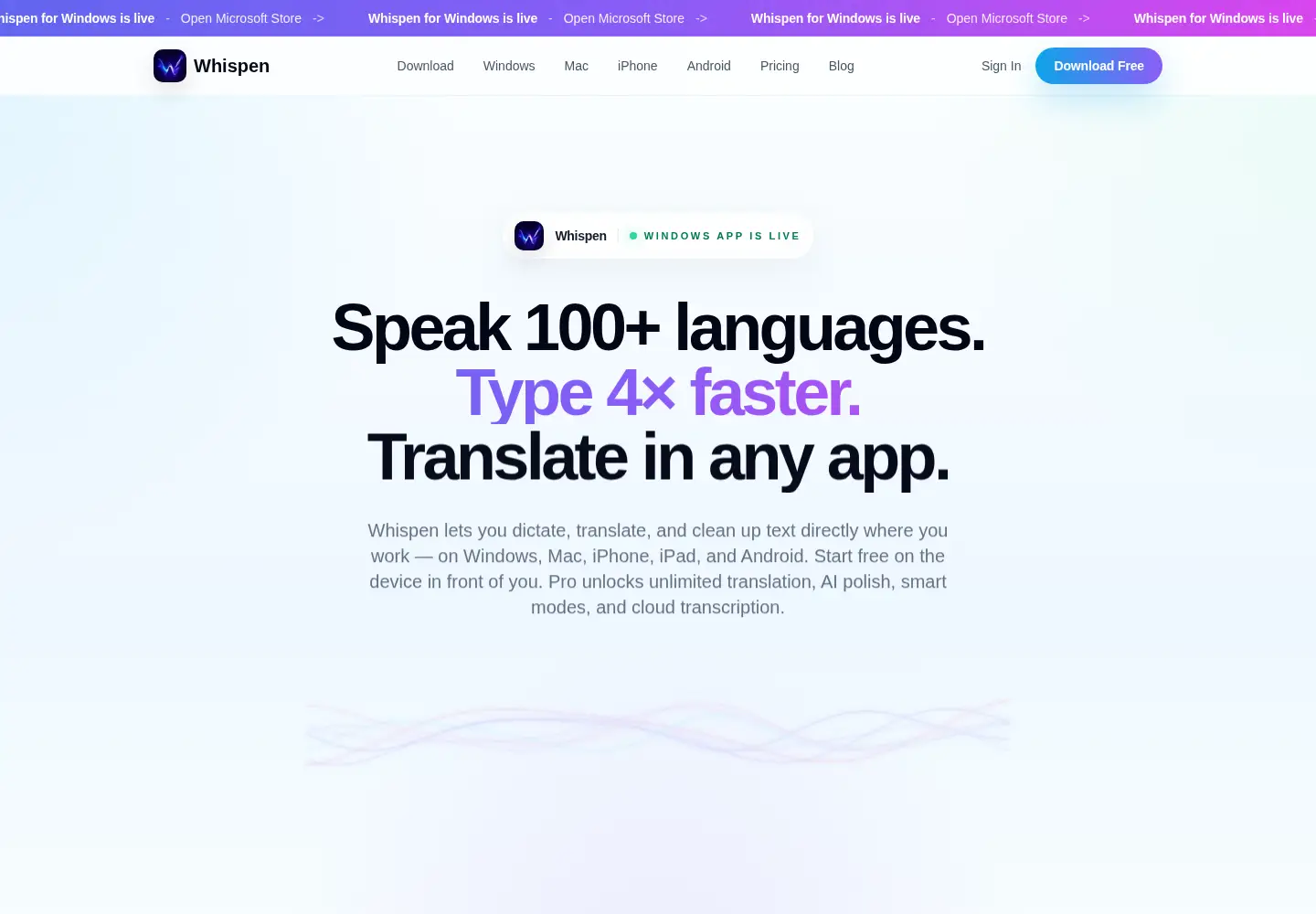 Screenshot of whispen.io