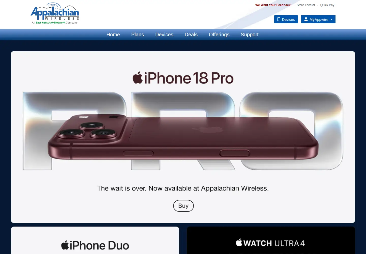 Screenshot of appalachianwireless.com