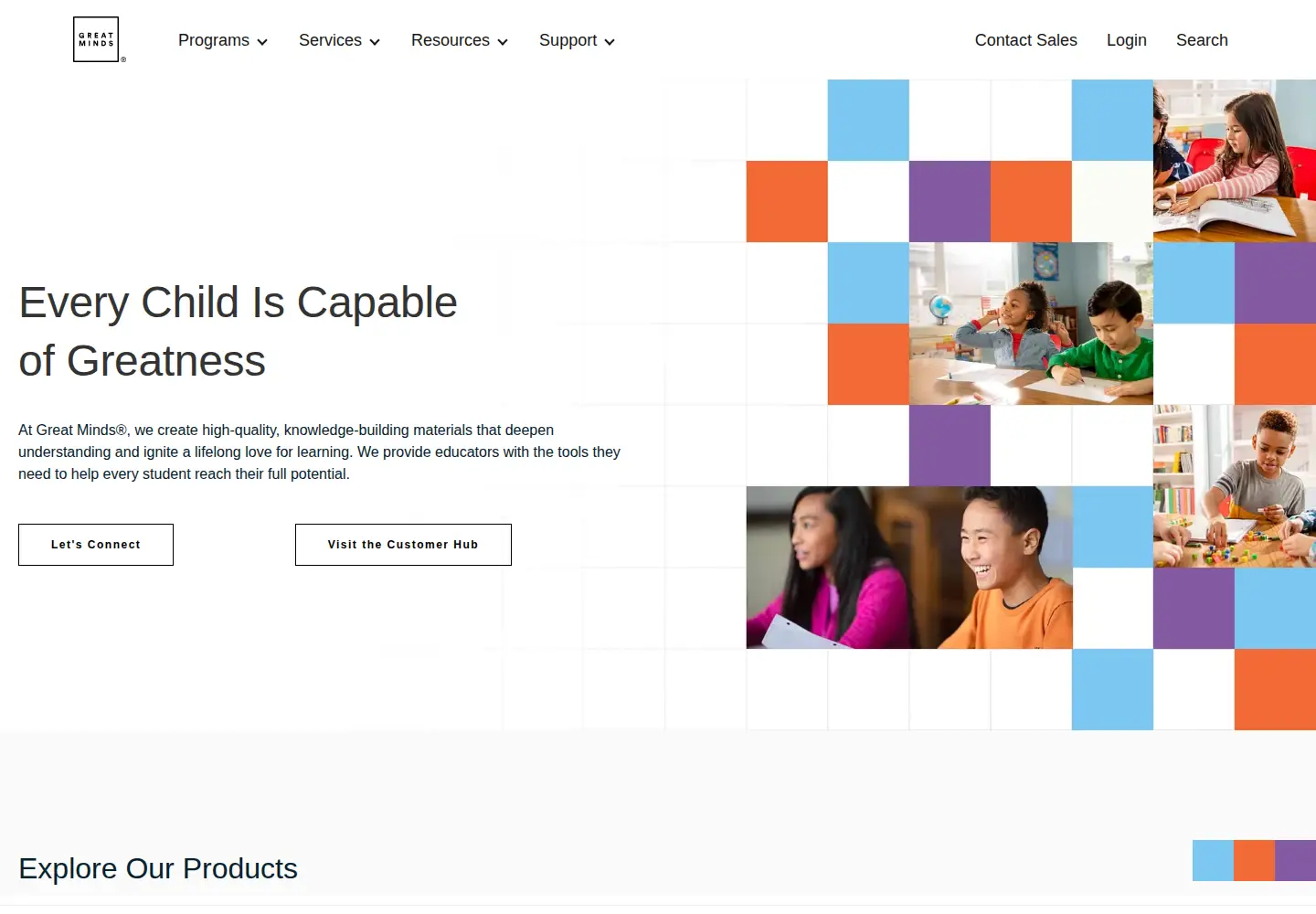 Screenshot of greatminds.org