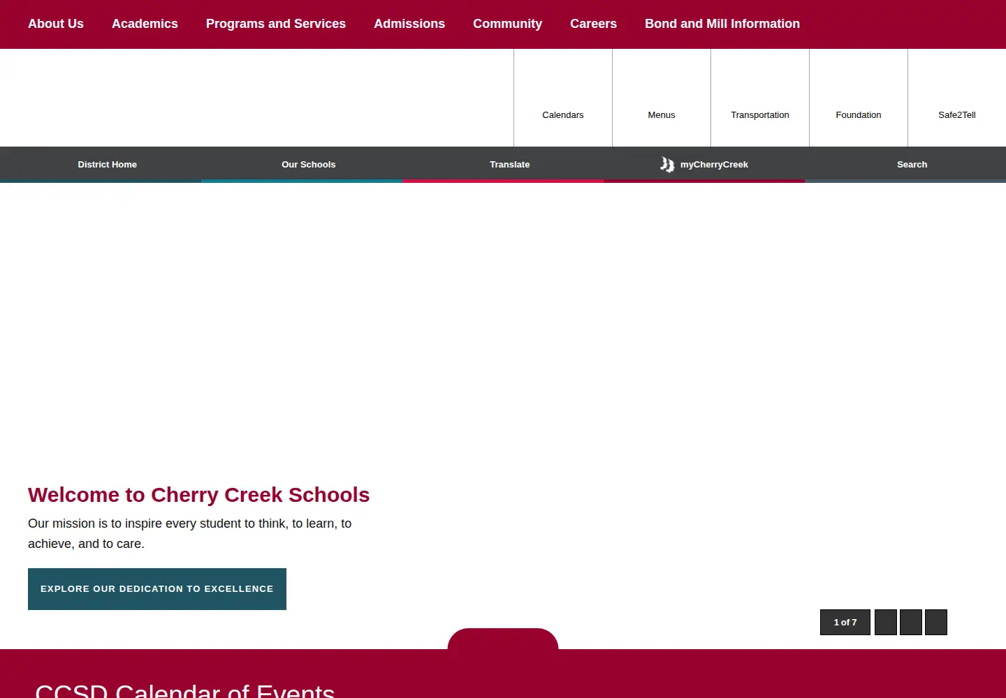 Screenshot of cherrycreekschools.org