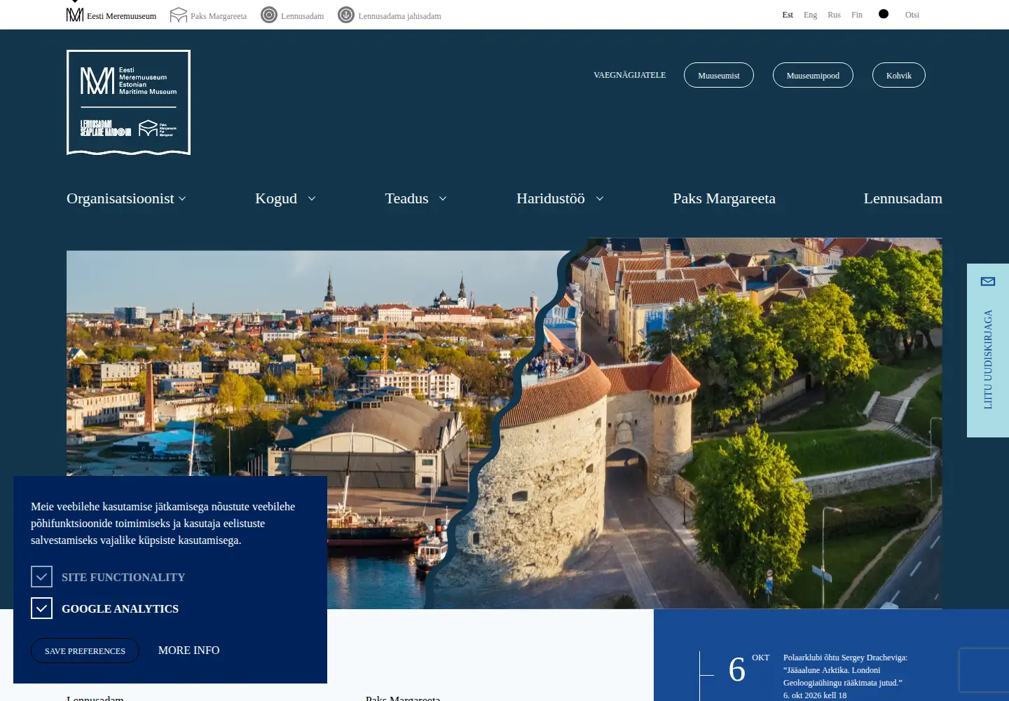 Screenshot of meremuuseum.ee
