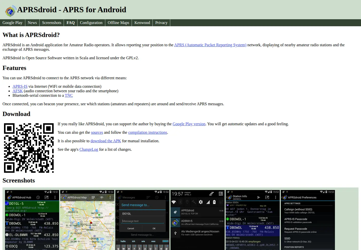 Screenshot of aprsdroid.org