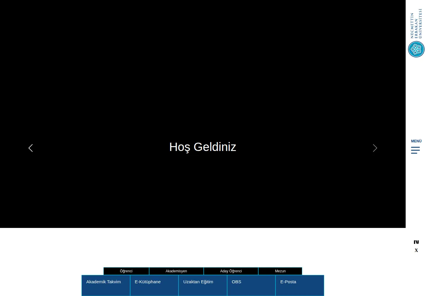 Screenshot of erbakan.edu.tr