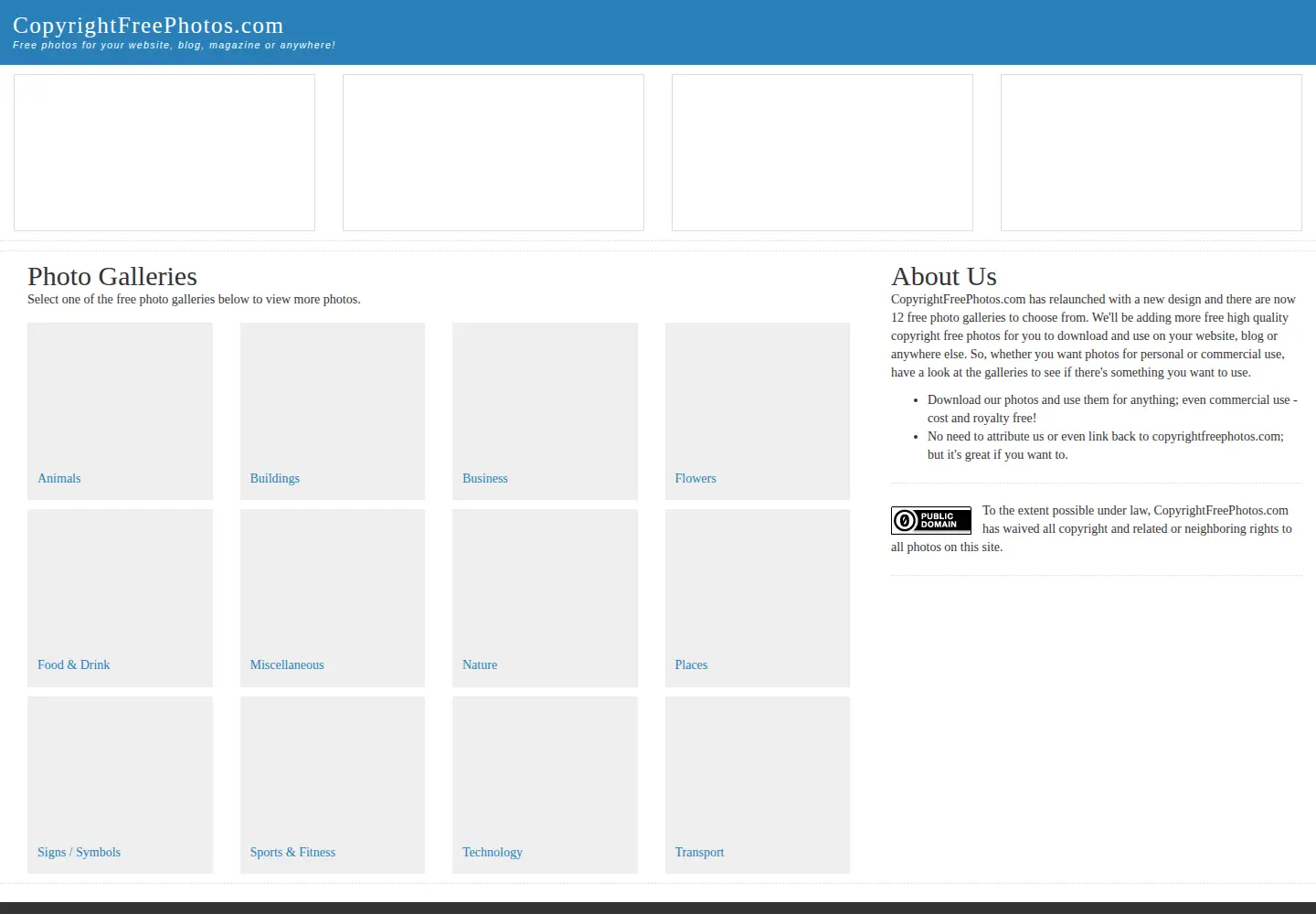 Screenshot of copyrightfreephotos.com