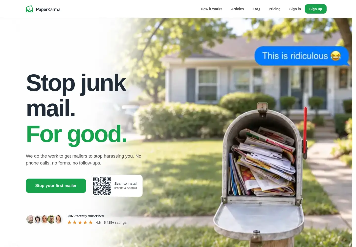 Screenshot of paperkarma.com