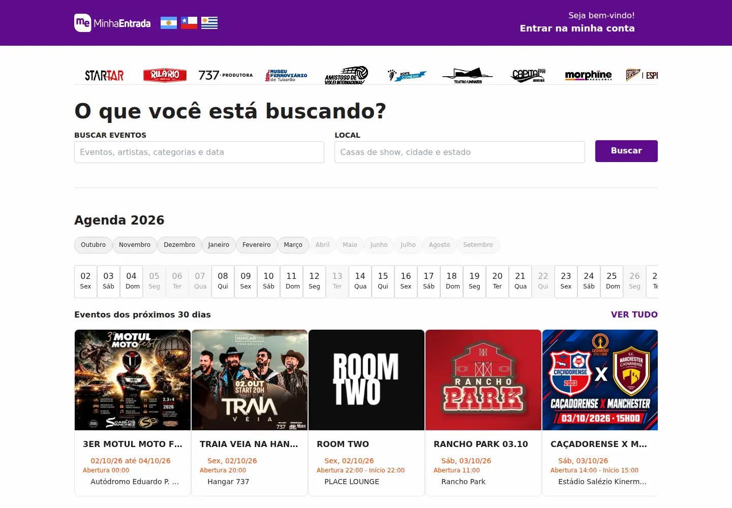 Captured homepage of minhaentrada.com.br in the current scan