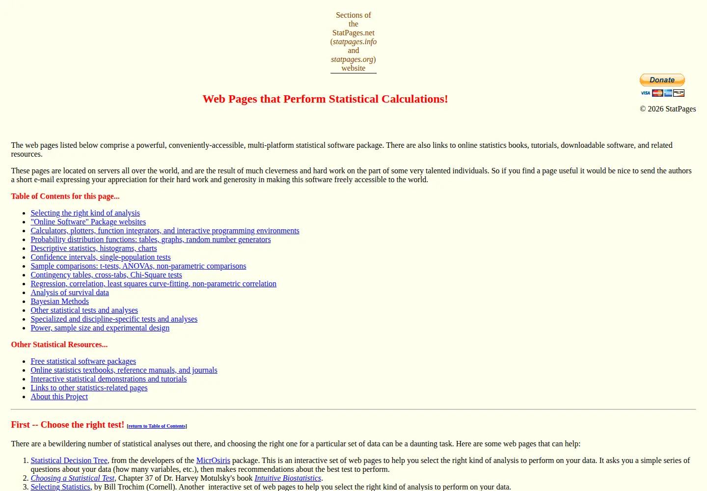Captured homepage of statpages.org in the current scan