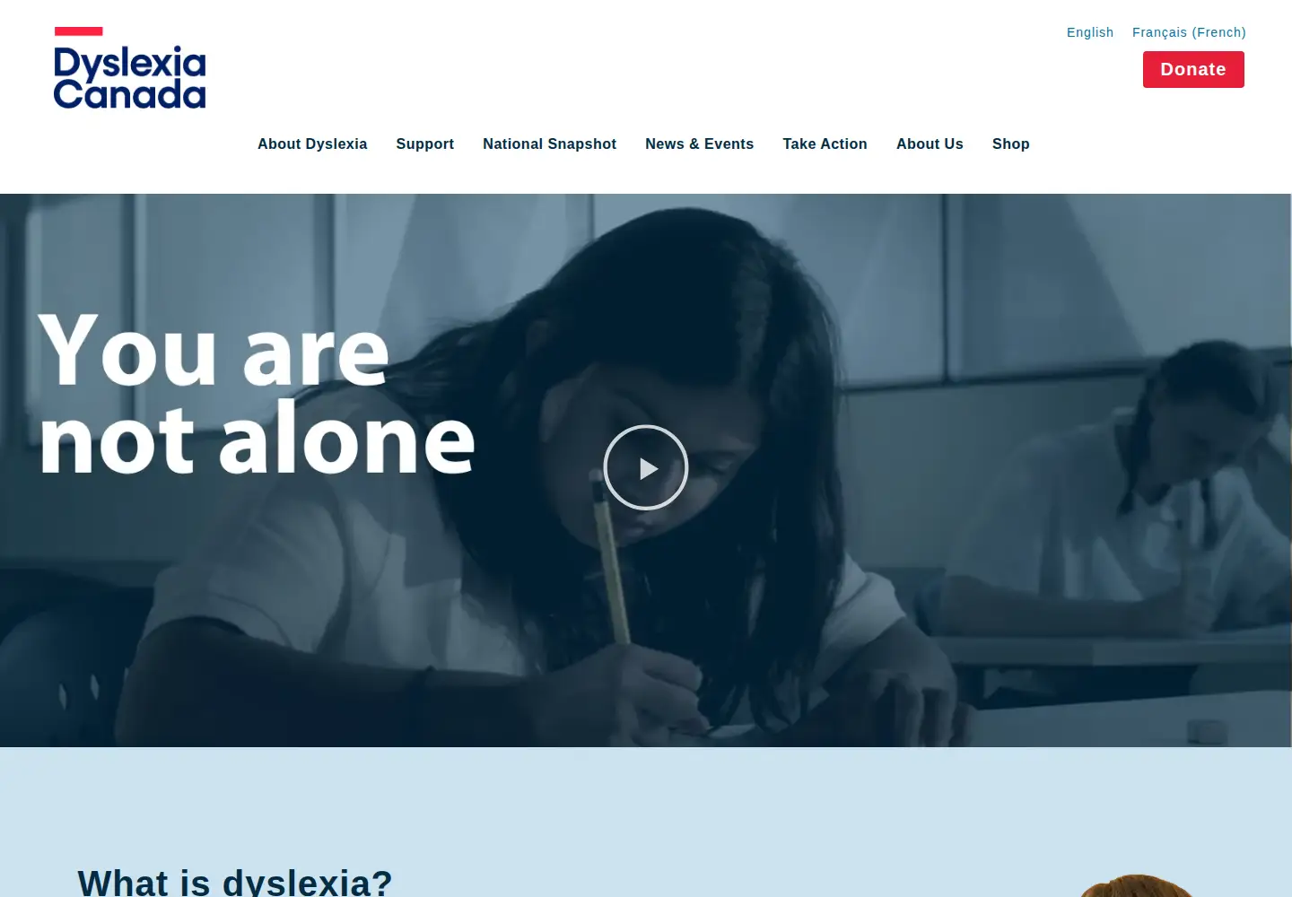 Screenshot of dyslexiacanada.org