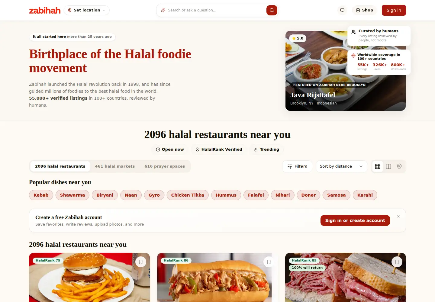 Screenshot of zabihah.com