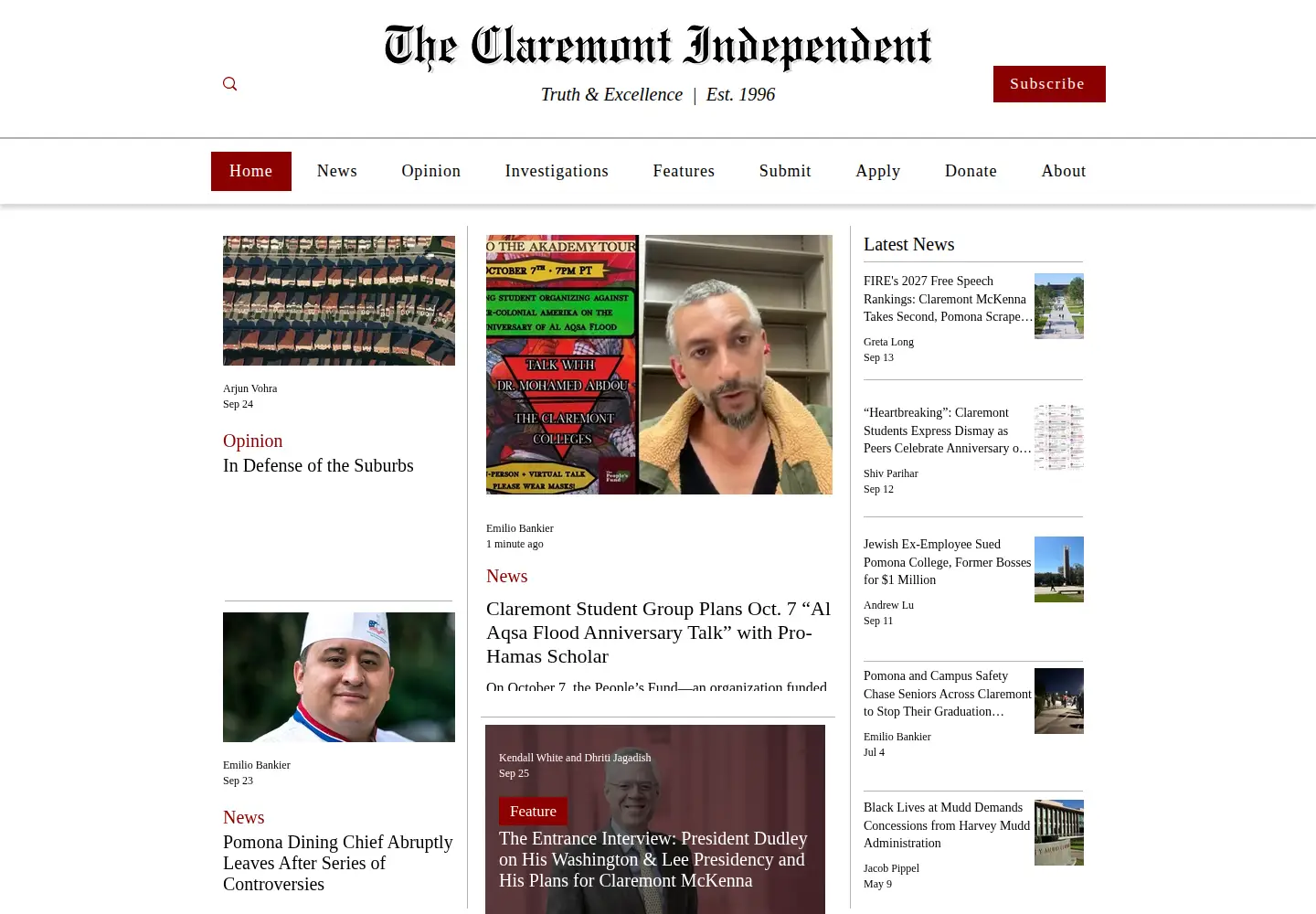 Screenshot of claremontindependent.com