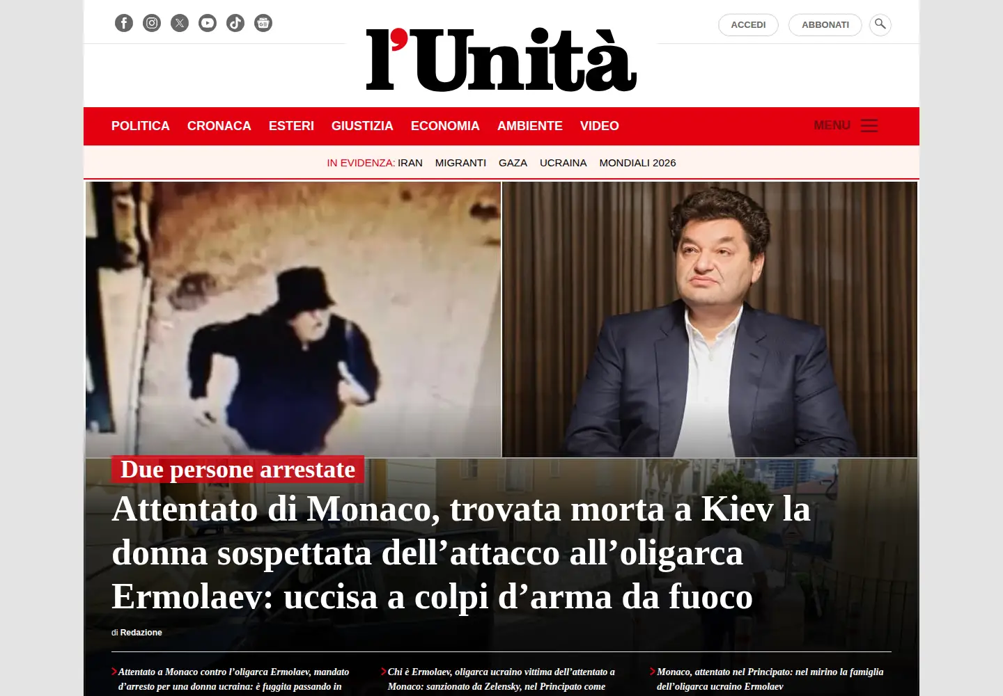Screenshot of unita.it